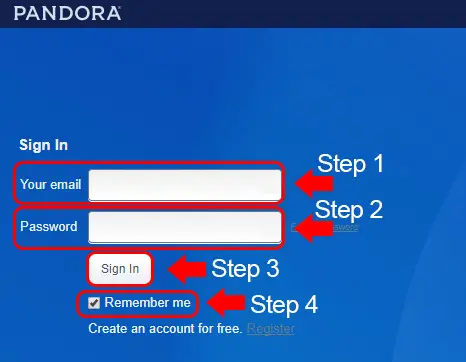 pandora account login