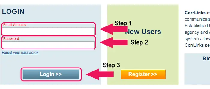 corrlinks website login