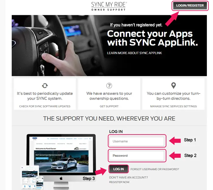 ford sync website login