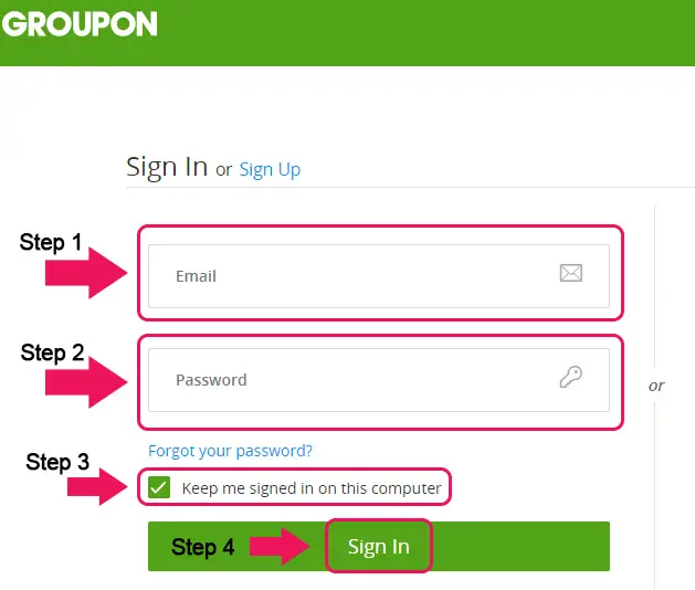 groupon sign in page