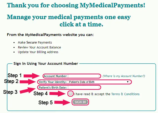 mymedicalpayments website login
