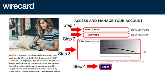 citi wirecard login page