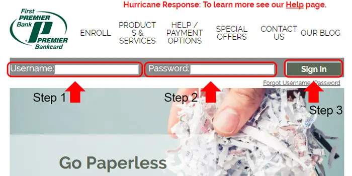 premier bank login page