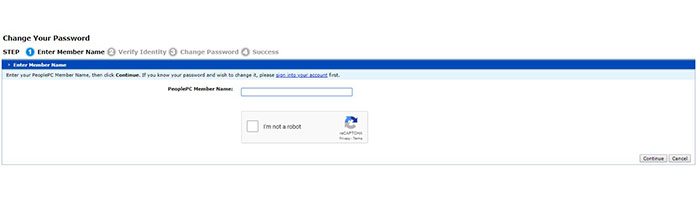 PeoplePC Change Password
