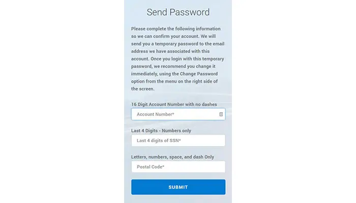 MyCCPay Reset Password
