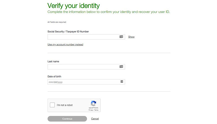 Thinkorswim Recovery Username